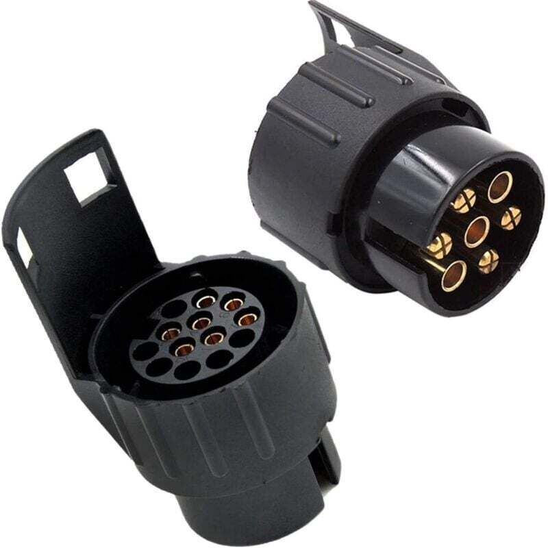 Set aus 2 Adaptersteckern, 13 auf 7 Pins, gemäß ISO 11446 und ISO 1724, für 12-V-Anhängersysteme, Anhänger-Pkw-Verbindungsstecker, für Pkw-Anhänger,
