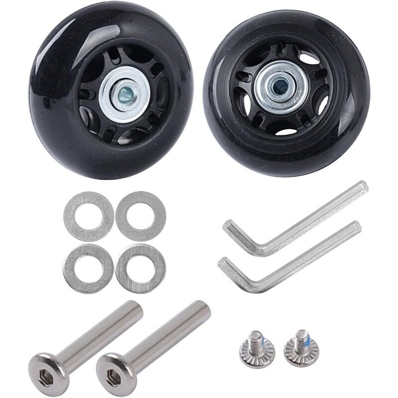 Tonchean - 2er-Set Ersatzrollen für Koffer, Reparaturset, geräuscharme Gummiachsen, Ersatzrollen für Koffer, Gepäckzubehör (45 mm x 18 mm)
