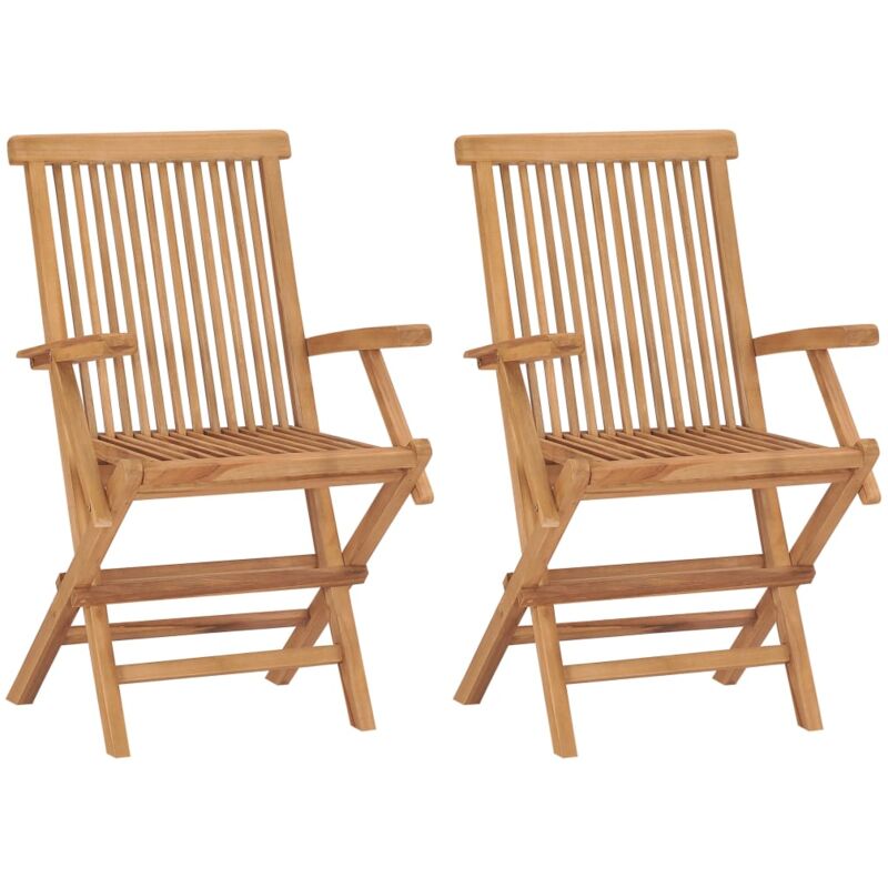 Maison Chic - 2er Set Gartenstühle Gartensessel Klappbare Stühle für Garten Terrasse Balkon Massivholz Teak DE31816