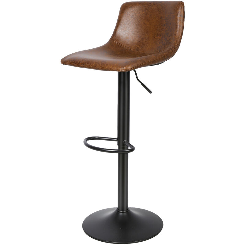 2er Set Höhenverstellbar Barhocker Barstuhl Küchenstühle aus PU-Leder, Industrie-Stil, Barstühle 360° Drehbar Barhocker mit Lehne,braun