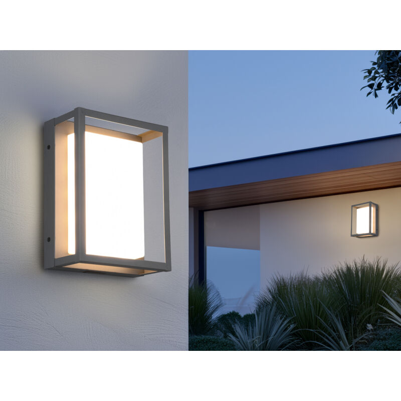 Meinewunschleuchte - led Außenwandleuchte 2er set im Bauhaus Stil, Anthrazit, 18cm breit