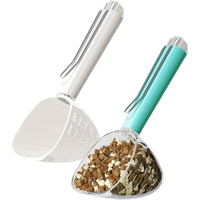 2er-Set Messlöffel für Tierfutter, Hundefutter, Katzenfutter, mit Clip, für Reis, Bohnen und Getreide.