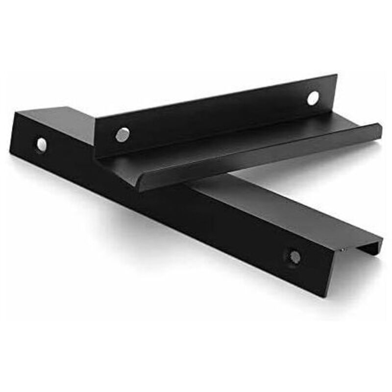 2er Set schwarze Möbelgriffe - Unsichtbarer Griff für Küchenmöbel Aluminiumprofil Achsabstand 200 mm mit Schrauben
