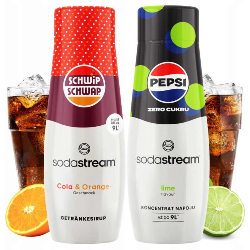 2er Set Sodastream Shwip Shwap Cola Orangensirup + Pepsi Max Lime