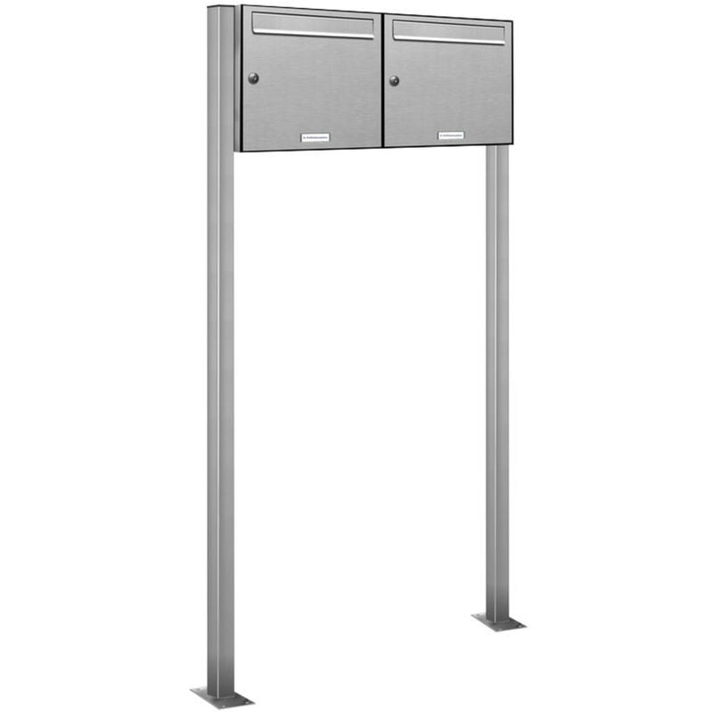 2er V2A Edelstahl Standbriefkasten Anlage Freistehend