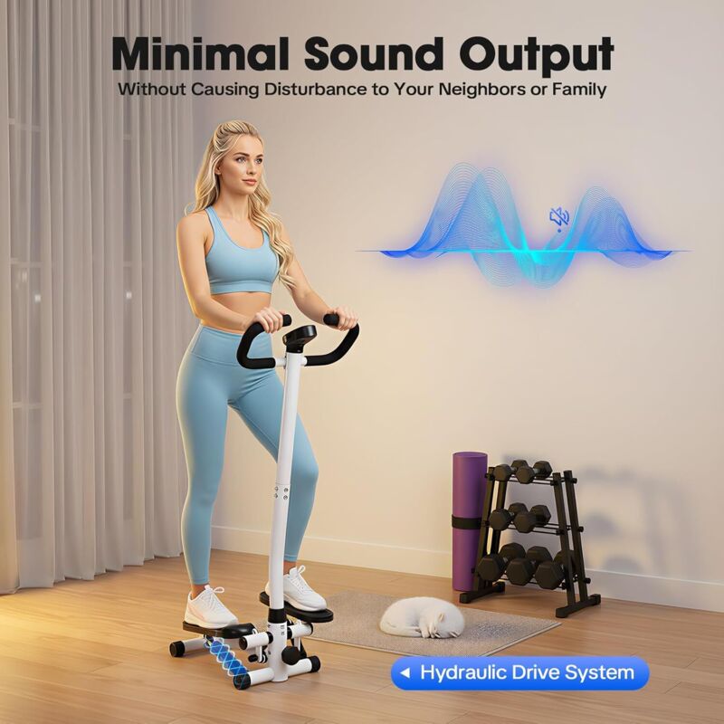 2in1 Fitness Stepper für Zuhause,Up-Down Swing Stepper mit Power Ropes und Lenker,LCD-Monitor,höhenverstellbar,Stille & Anti-Slip Hometrainer