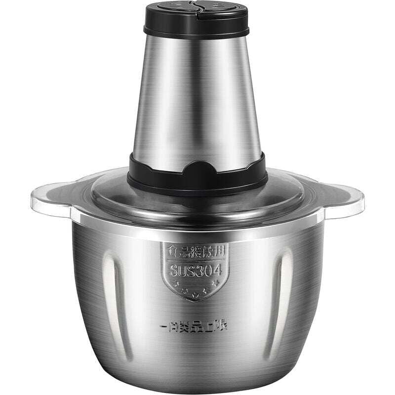 2L Elektrischer Fleischwolf, Multifunktions-Küchenmaschine aus Edelstahl für Fleisch, Gemüse, Obst und Nüsse, Fleischwolf mit 2