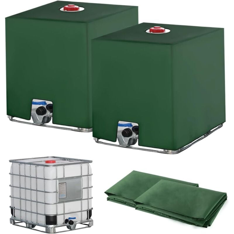 2PC Abdeckplane für IBC-Tank 1000L, Regenwassersammler-Abdeckplane, Anti-UV-Anti-Staub-Wassertank-Abdeckplane, Schutzhülle für 1000L-Tank, 116 x 100