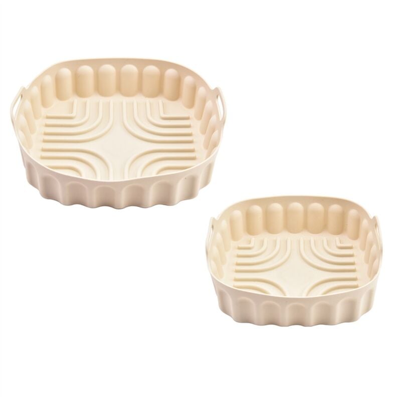 2PCS Air Fryer Silikon-Backblech Wiederverwendbare quadratische Pfanne,B