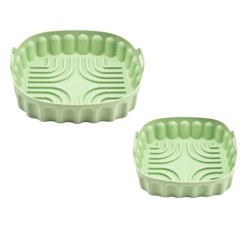 2PCS Air Fryer Silikon-Backblech Wiederverwendbare quadratische Pfanne,E
