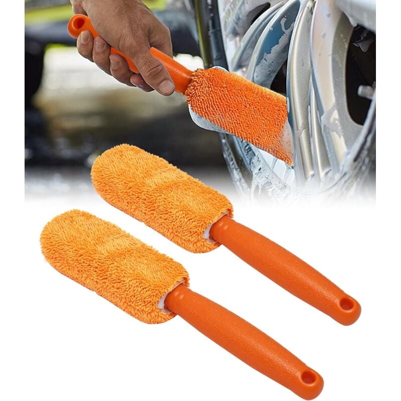 2PCS Auto-Felgenbürste, Auto-Reinigungsbürste, Auto-Felgenbürste, Auto-Felgenreinigungsbürste, auch geeignet zum Reinigen von Autos, LKWs, Wohnwagen,