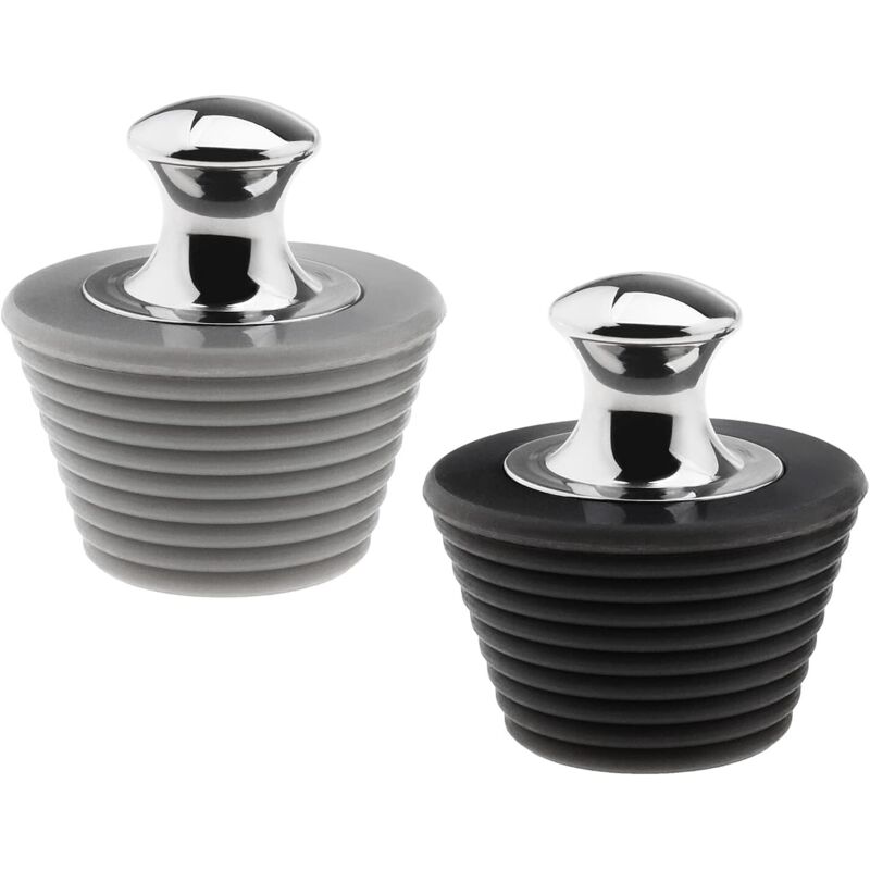 Linghhang - 2Pcs Badewanne Abflussstöpsel Badezimmer Badewanne 304 Edelstahl Silica Gel Schwarz & Grau 45-29mm Bereich