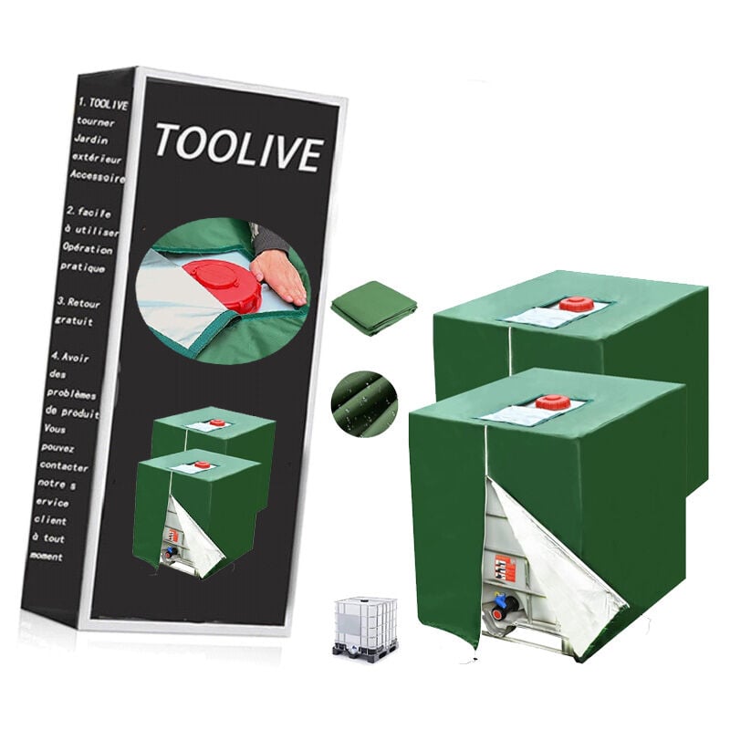 2 Stück ibc Tank Abdeckung, 420D Wassertank Zubehör für Wassertank 1000l, ibc Tank Container Cover, Anti-UV Schutzplane Regenwassertank Abdeckplane