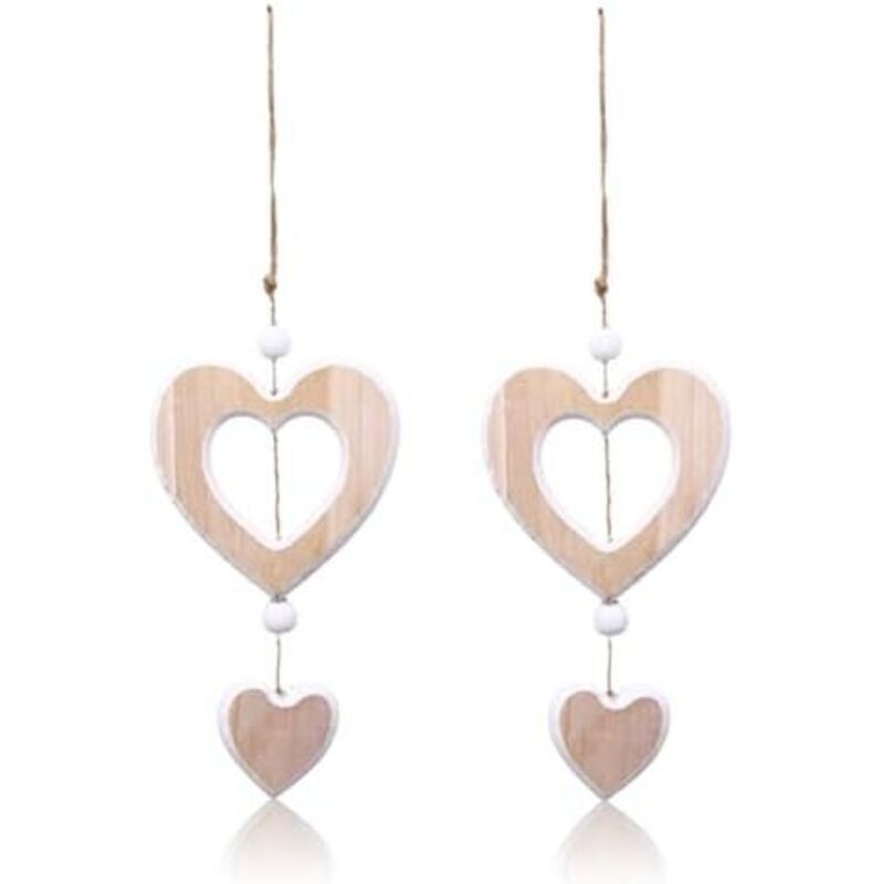 2Stück Fensterdeko Hängend Holz Dekoherz Fensterdeko Dekoanhänger,Herz Deko Holz Anhänger Hängende,Deko Herzen zum Aufhängen,Holzherzen Hängedeko