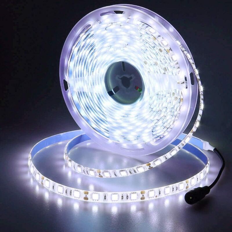 Ersandy - 2V LED-Streifen Kaltweiß 6500K, 5 Meter flexibel 300 LEDs 5050 smd IP65 Wasserdichter LED-Streifen