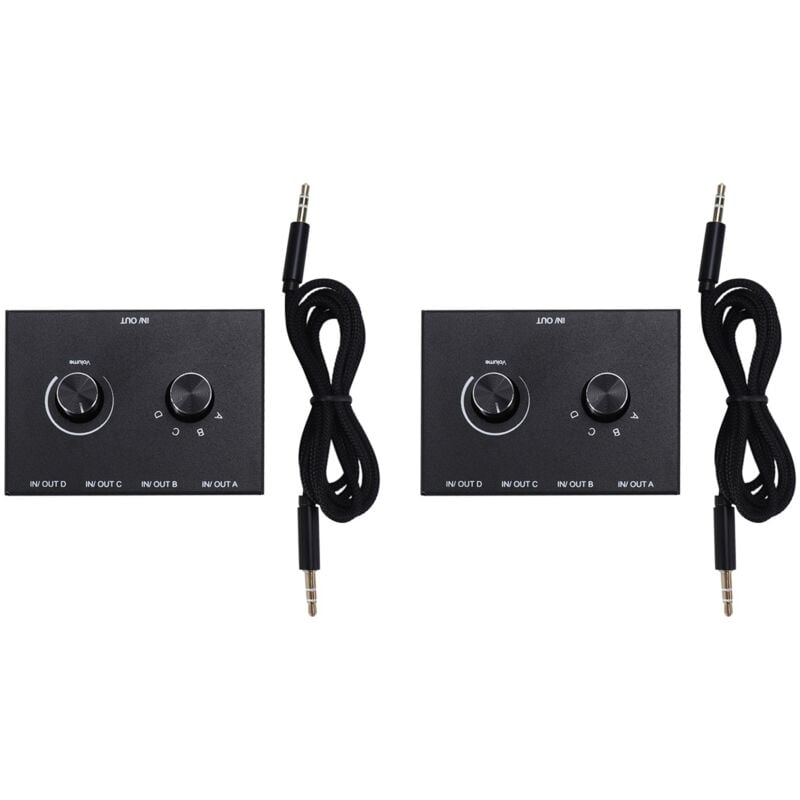 2X 4 Port Audio Switch, 3,5 mm Audio Switcher, Stereo AUX Audio Selector, 4 Eingang 1 Ausgang/1 Eingang 4 Ausgang Audio Switcher Box