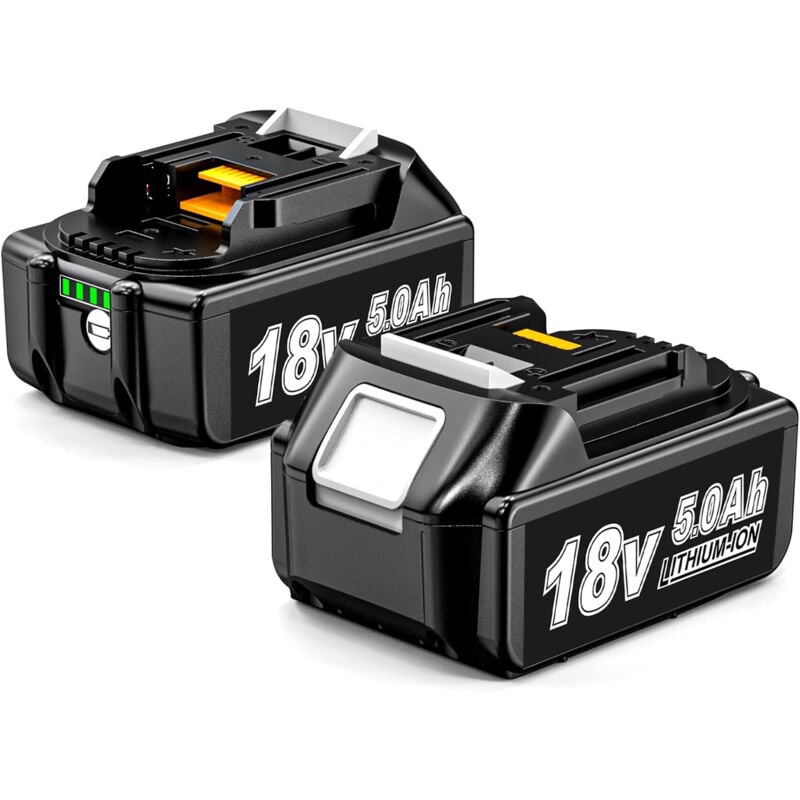 Pdstation - 2X Akku 18V 5.0Ah Li-Ion Ersatzakku für Makita 18V Kompatibel mit Allen Makita 18V Akku-Werkzeugen mit LED-Akkuanzeige für Makita 18V