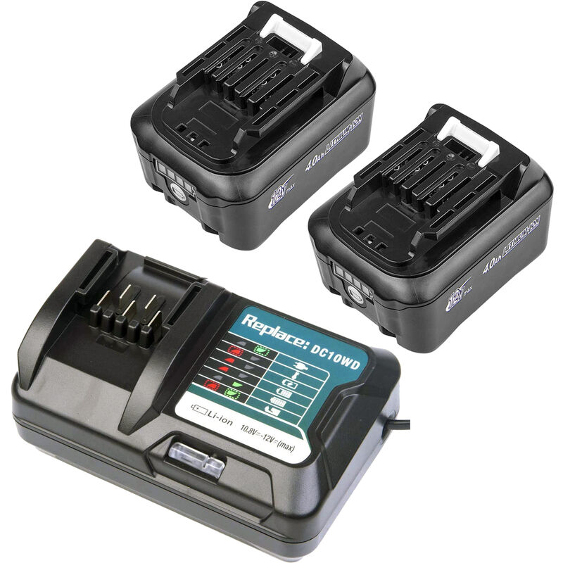 2X BL1041B 4.0Ah Akku mit Ladegerät DC10WD DC10SB, Ersatz für Makita 12V 10,8V BL1016 BL1015 BL1021B BL1040 BL1020, Kompatibel mit Makita JR103DZ