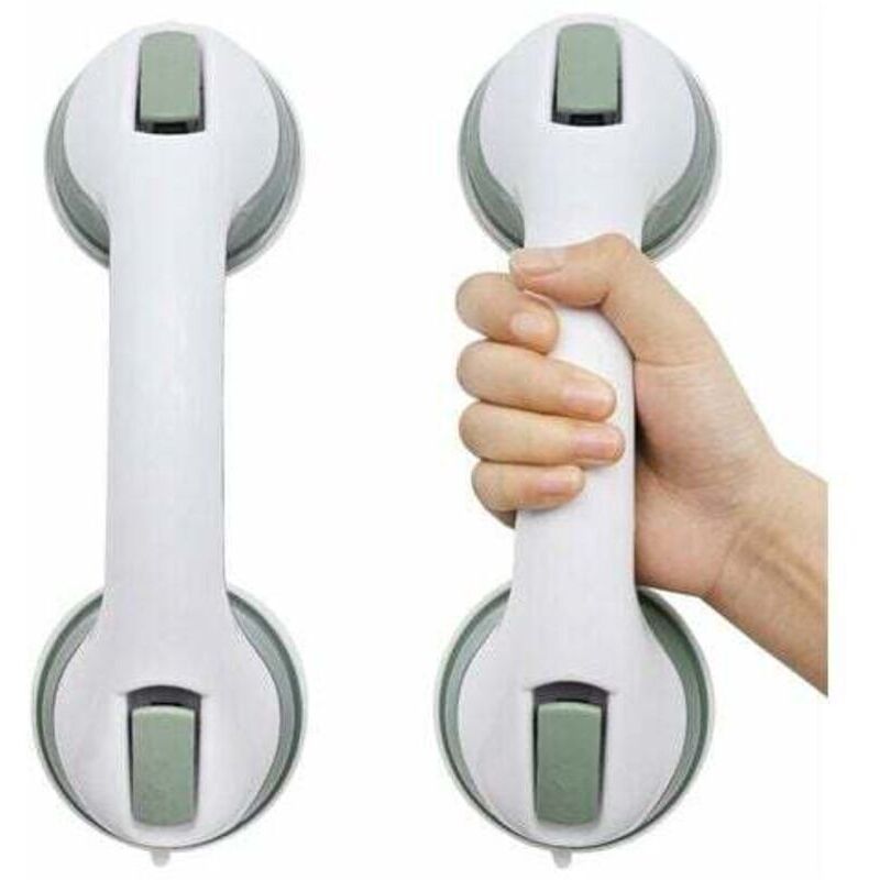 2x Duschgriffe mit Saugnapf – Kunststoff – Kein Bohren erforderlich – Wandmontierte Haltegriffe für Badewanne und Badewanne, rutschfeste Haltegriffe