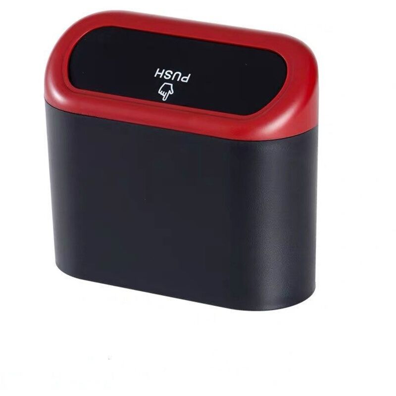 2x Kleiner Auto-Mülleimer, Auto-Mülleimer mit Deckel, Wasserdichter Auto-Mülleimer, Tragbare Hängende Auto-Aufbewahrungsbox, Für Autobüro (Rot)