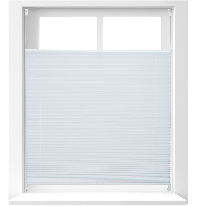 Relaxdays - Plissee Rollo ohne Bohren, Klemmfix zum Kleben, Faltrollo lichtdurchlässig, Faltstore, weiß, BxH: 100 x 130 cm
