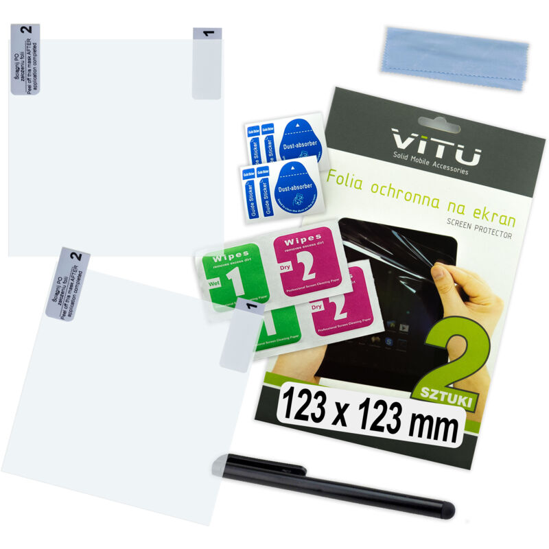 2x Schutzfolie 123 mm 12,3 cm 6,8 Zoll VITU für Handy, Smartphone, GPS, quadratisch