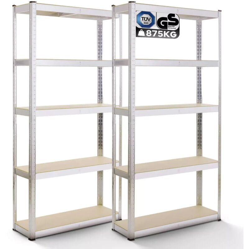 Arebos - 2er set Schwerlastregal 180 x 90 x 40 cm 875 kg Kellerregal Steckregal verzinkt