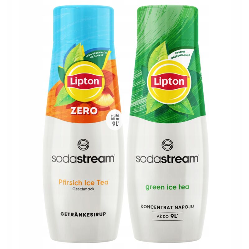 2x SodaStream Lipton Ice Tea Peach Zero Zuckerfreier Sirup + Ice Tea Green