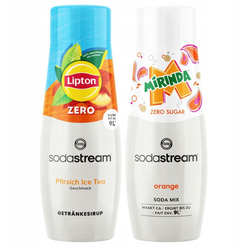 2x SodaStream Lipton Ice Tea Peach Zero Zuckerfreier Sirup + Mirinda Zero