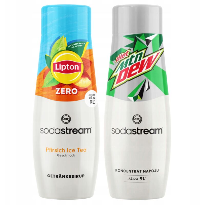2x SodaStream Lipton Ice Tea Peach Zero Zuckerfreier Sirup + Mountain Dew