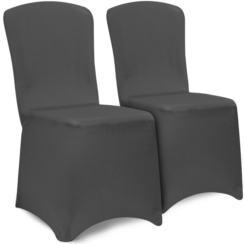 Detex® Stuhlhussen 2er Pack Stretch Stuhlbezüge Stuhl Hussen Bezug Überwurf Set Hochzeit Party Weihnachten anthrazit