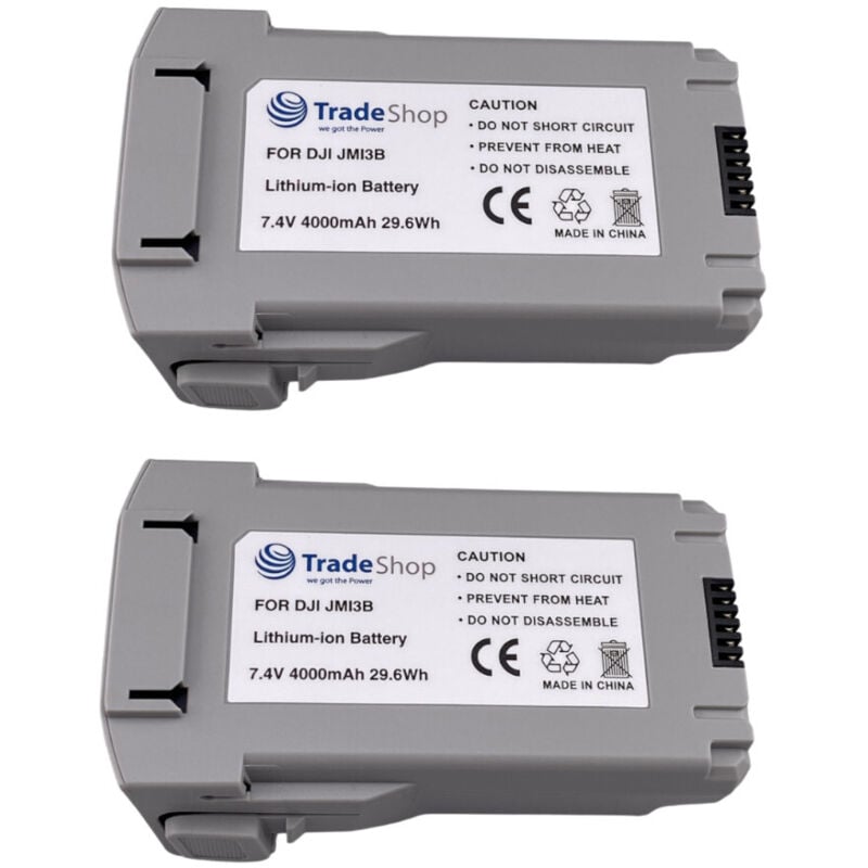 2x Trade-Shop Li-Ion Akku 7,4V / 4000mAh kompatibel mit DJI Mini 3, Mini 3 Pro, Mini 4 ersetzt JMI3B, BWX162 / Zubehör für Drohne