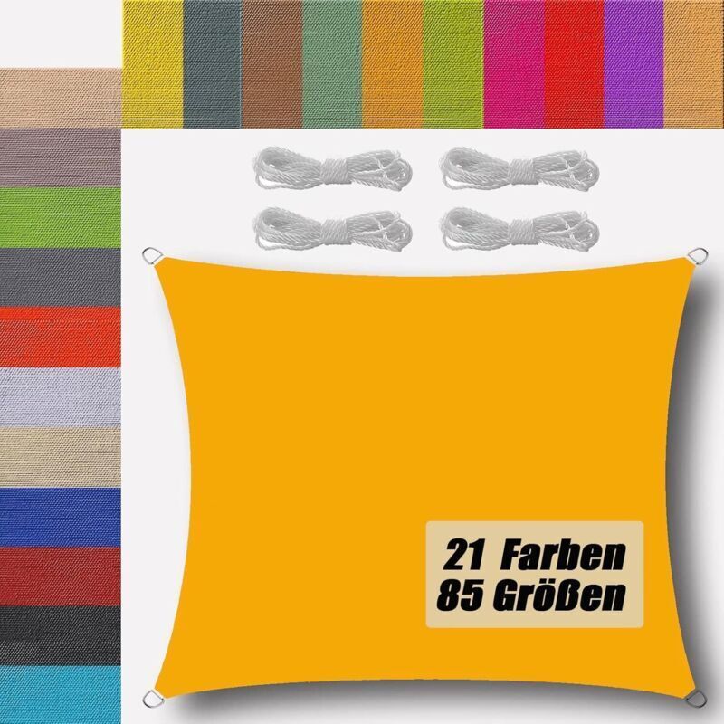 2x3m Sonnensegel für Terrasse, atmungsaktiv, wetterfest, offenes Sonnensegel für Terrasse, Patio, Garten, Balkon, Außenbereich, mangogelb, rechteckig