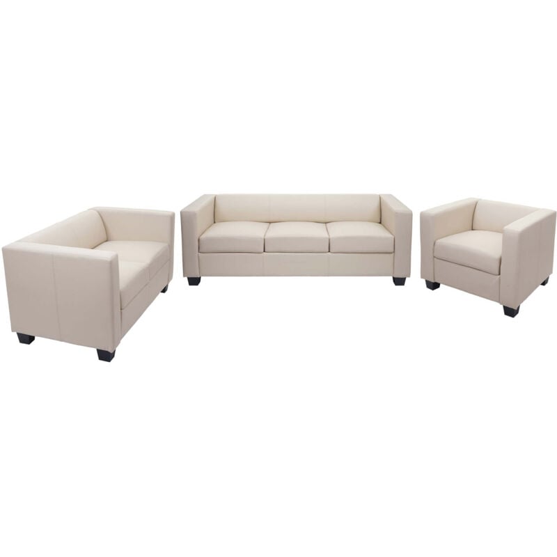 Neuwertig] 3-2-1 Couchgarnitur Lille Leder, creme