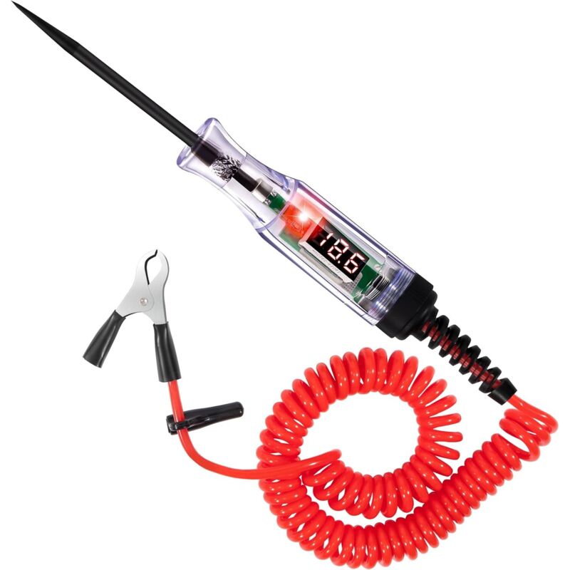 3-48 V Kfz-Stromkreistester, Kfz-Spannungsprüfstift mit Voltmeter-LCD-Anzeige, Federdraht-Krokodilklemme für Sicherungsdrähte