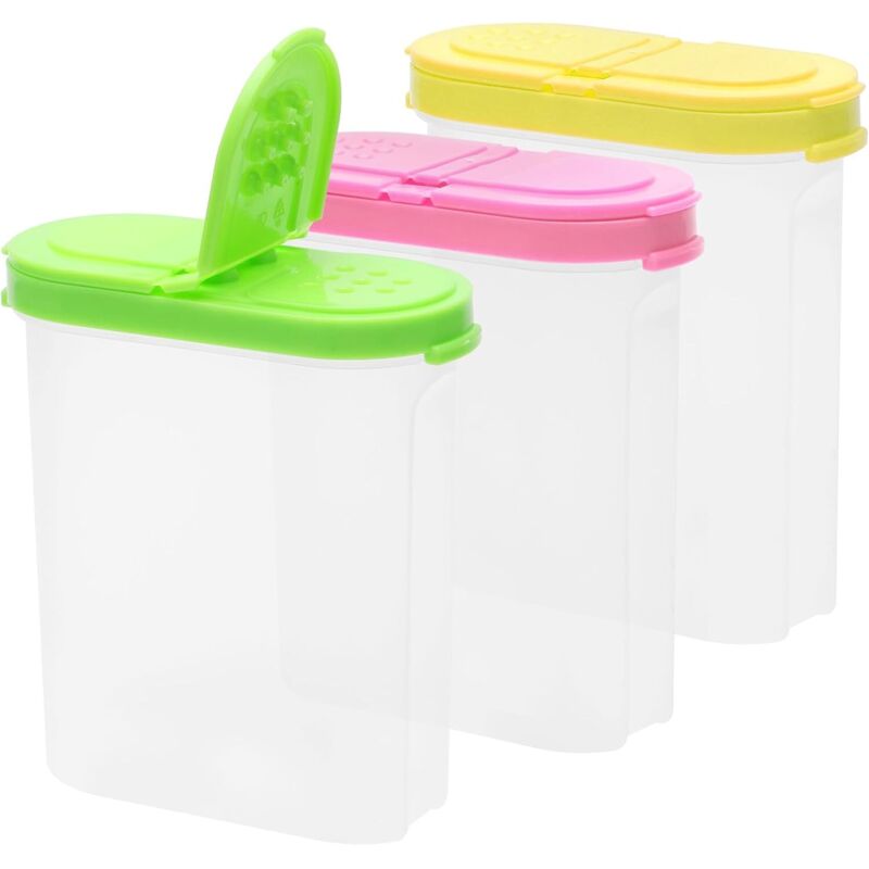 3 Aufbewahrungsbehälter, 250 ml, Klappdeckel, BPA-freier Kunststoff, für Gewürze/Salz/Zucker/Mehl