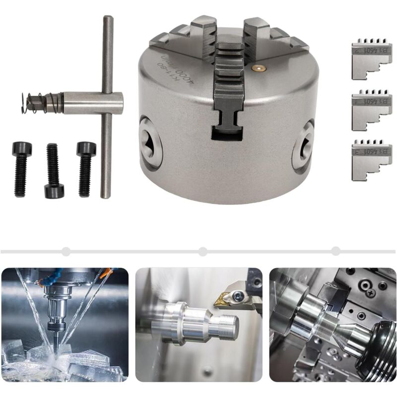 3 Backenfutter Selbstzentrierend & Dreibackenfutter, Drehbankfutter 3-Backen Drehfutter Hohe Präzision, Drehbank-Futter für Drehmaschinen,