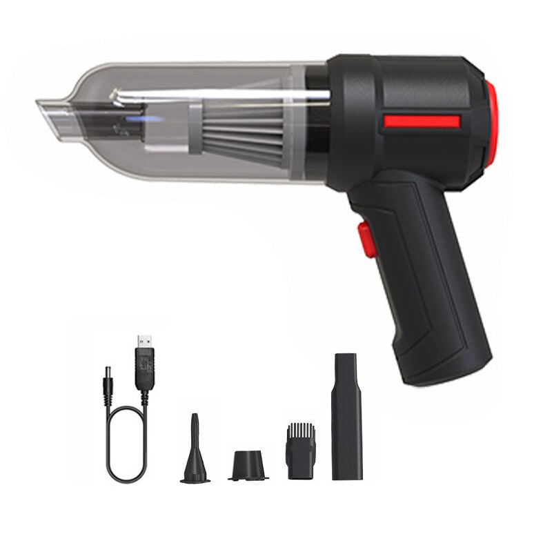 3-in-1-Akku-Luftgebläse, Handstaubsauger, Mini, 9000 Pa, kabellos, für Auto, PC-Tastatur, tragbarer Staubsauger, Schwarz