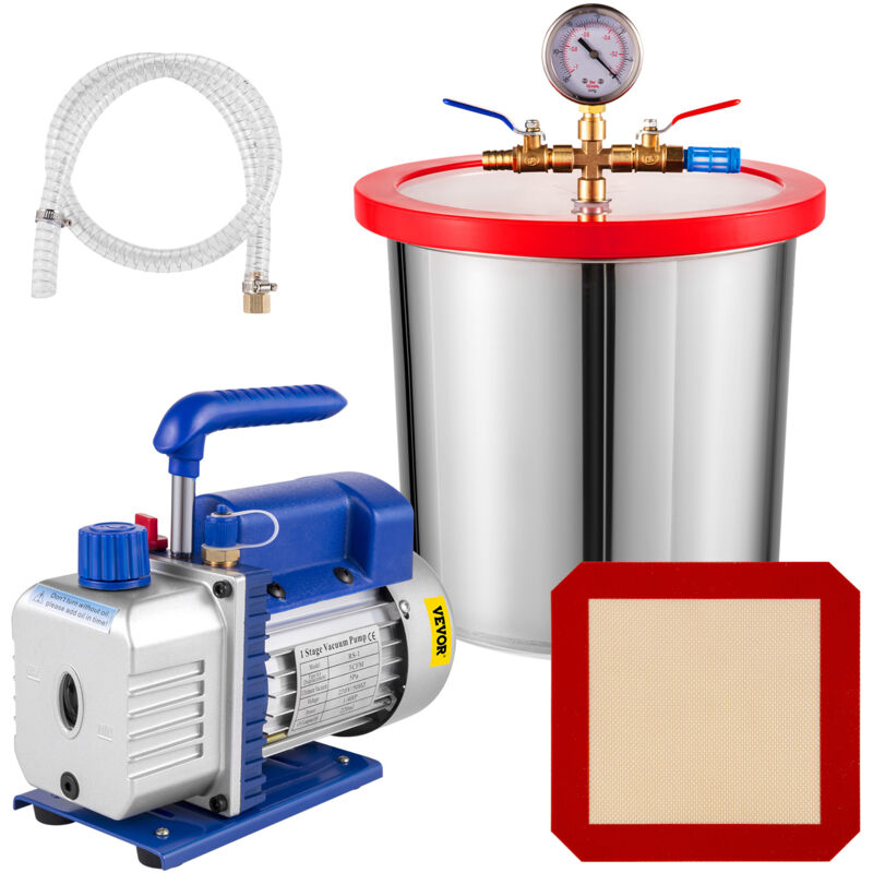 Vakuumpumpe 3CFM, 12 l Unterdruckpumpe Vakuumgeräte Pumpe, 1/4 ps Vakuumpumpe Unterdruckpumpe mit 1720 u / min Drehgeschwindigkeit für