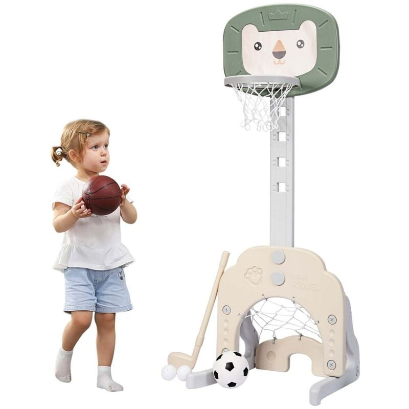 3 in 1 basketballkorb set kleinkind basketballkorb mit einstellbarer hohe basketball fuball golf set grun wei