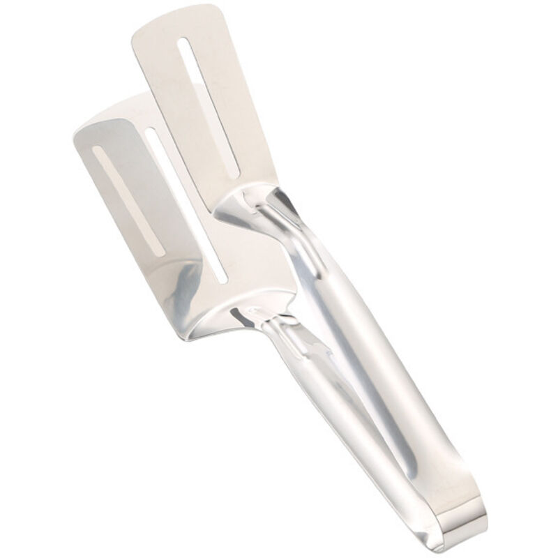 3-in-1 Edelstahl-Kochzange, multifunktional, für Steak, Grillfleisch, Pizza, mit Schöpfkelle und doppelseitigem Schaber