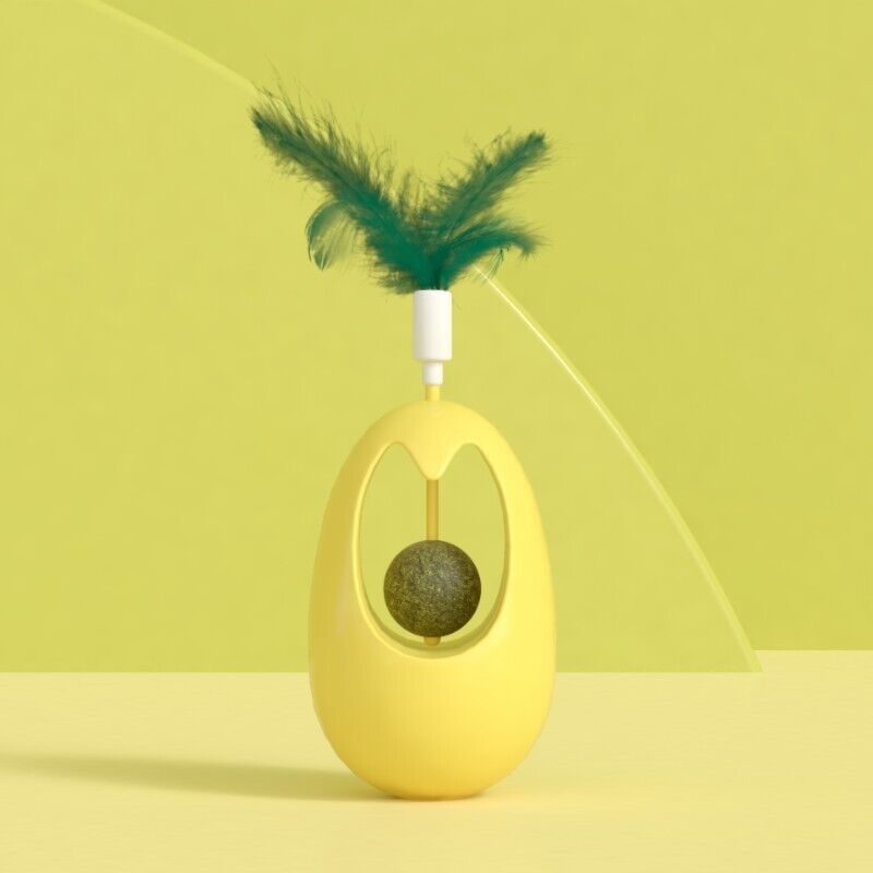 3-in-1 Kreatives Katzenspielzeug – Feder-Katzenspielzeug – Münz-Katzenspielzeug – Lustige Feder-Katzenuhr – Minzförmiger Katzenball (vom Umtausch