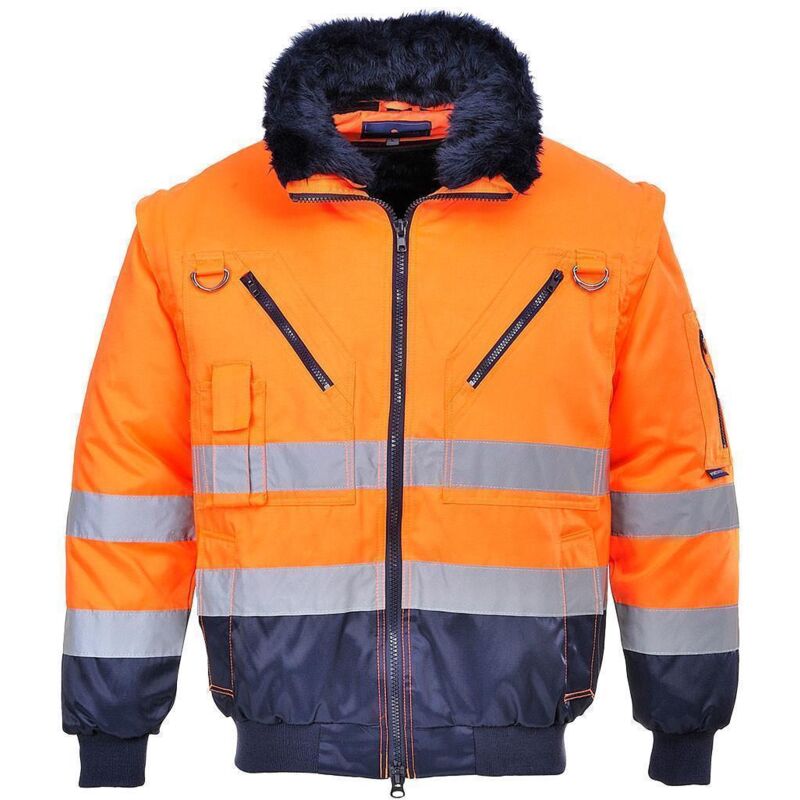 Portwest 4 in 1 Warnschutz Winter Pilotenjacke Orange L