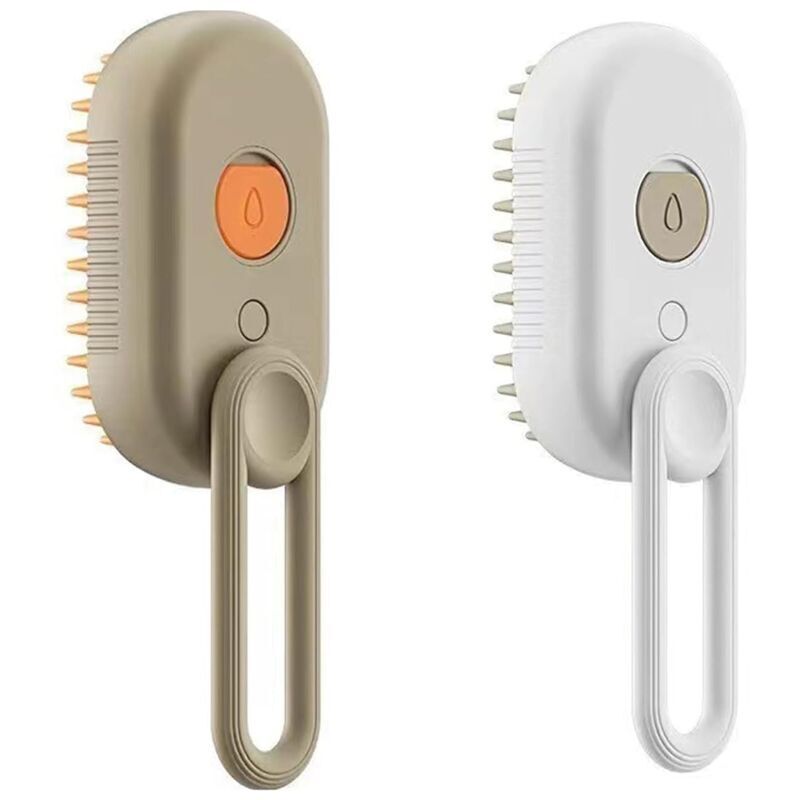 3-in-1-Silikon-Massagebürste für Hunde und Katzen, Dampfmassagebürste, zum Entfernen von Knoten und Haarausfall, Haustier-Dampfbürste, Orange und