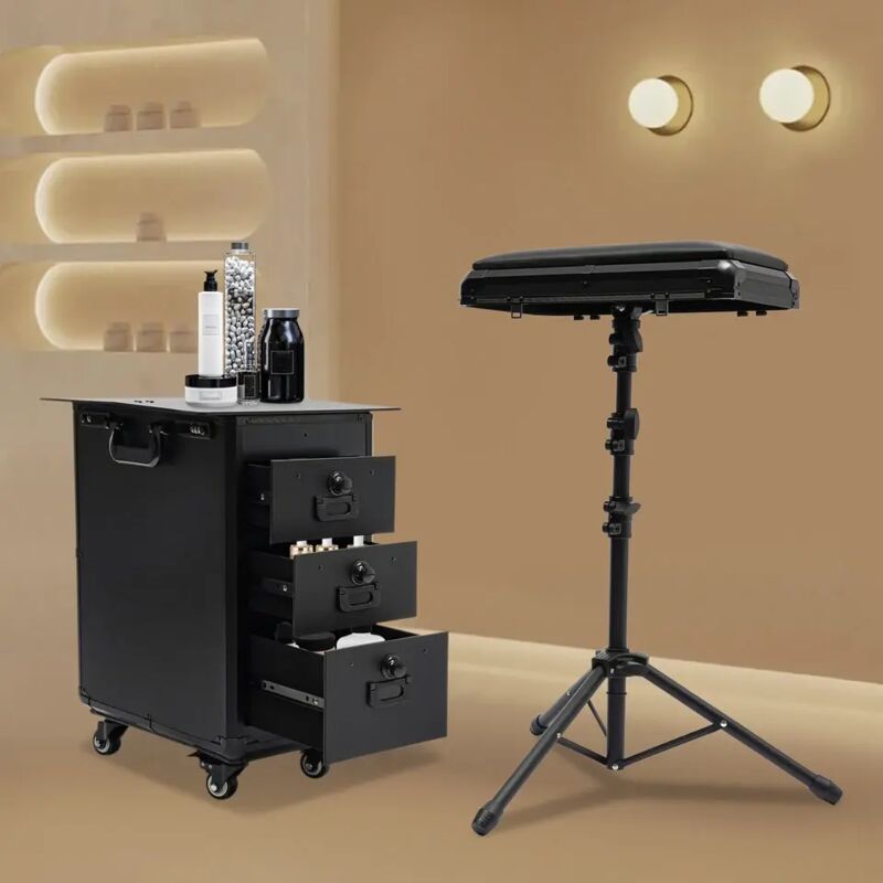 3-in-1-Tattoo-Reisekoffer mit rollbarer Tattoo-Armstütze, Make-up-Koffer für den Zug, Tragkraft bis zu 44,09 lbs, mit Zahlenschloss