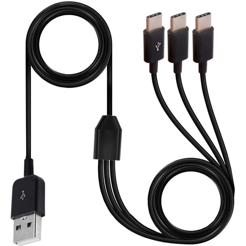 3-in-1-USB-C-Splitterkabel, USB 2.0 A-Stecker auf 3 Typ-C-Stecker, 1-auf-3-Synchronisations-Ladekabeladapter, kompatibel mit Mobiltelefon/Android,