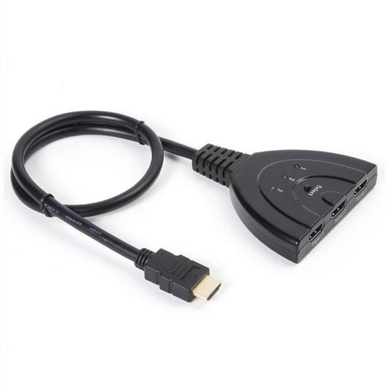 3-Port-HDMI-Switch 1080p, vergoldet, für HDTV, PC, Projektor, PS3, PS4, Xbox STB