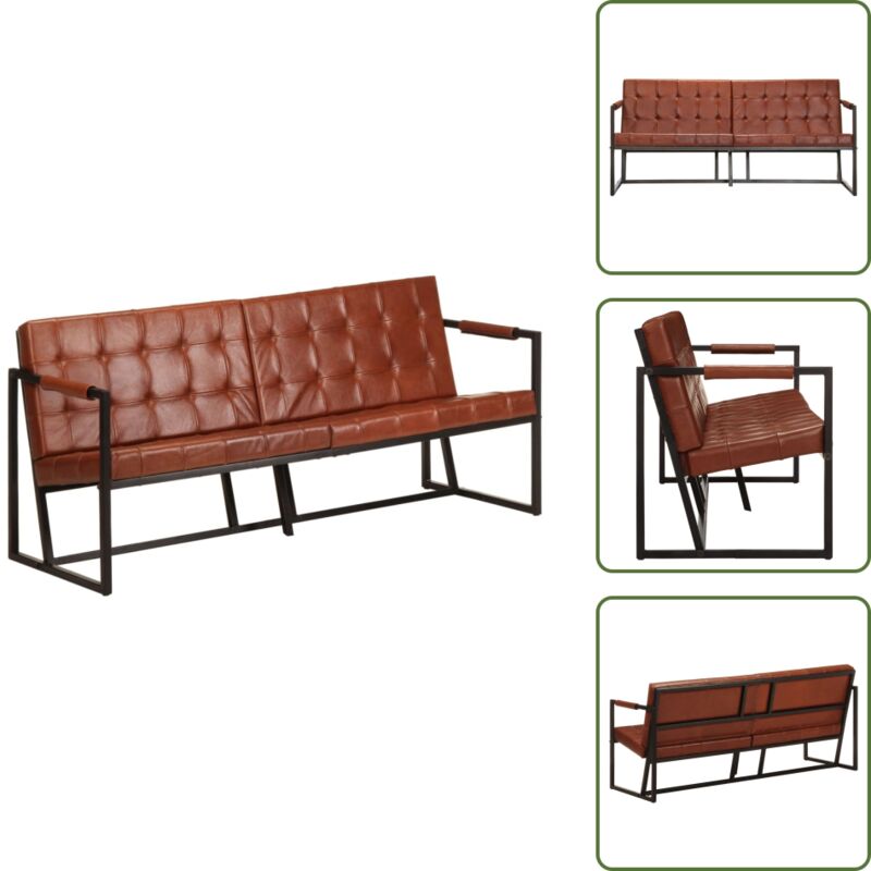 Vidaxl - 3-Sitzer-Sofa Braun Echtes Ziegenleder - Sofa - Sofas - Sessel - 3-Sitzer-Sofa
