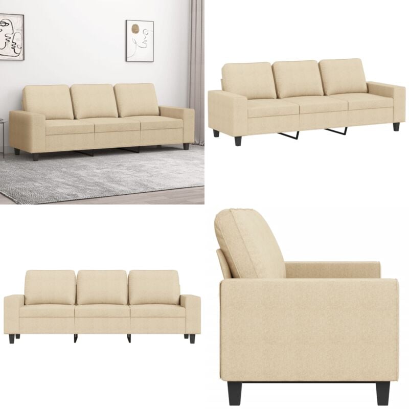 3-Sitzer-Sofa Creme 180 cm Stoff - 3-Sitzer-Sofa - Cremefarbenes Sofa - Wohnzimmersofa - Gemütliches Sofa - Modernes Sofa - Home & Living