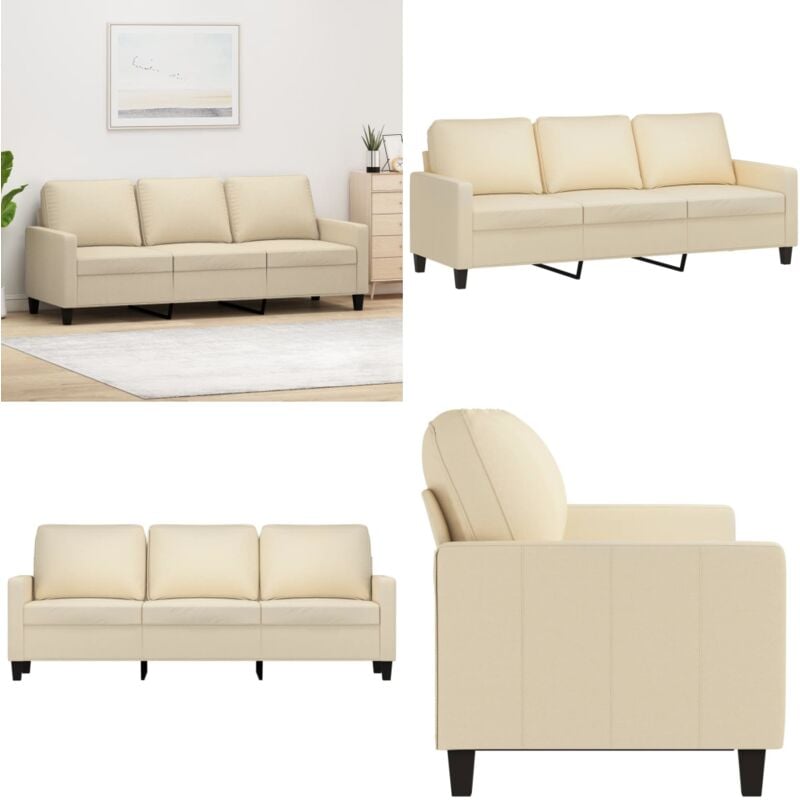 3-Sitzer-Sofa Creme 180 cm Stoff - Couch - 3-Sitzer-Sofa - Wohnlandschaft - Creme Sofa - Modernes Sofa - Home & Living